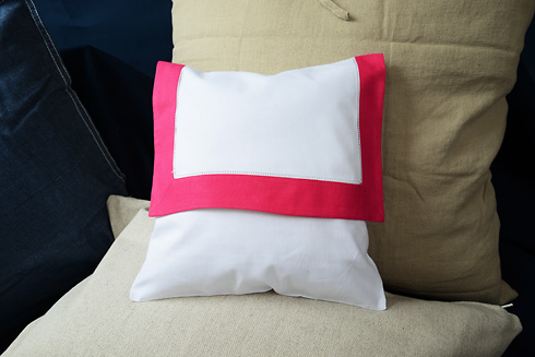 Hemstitch Baby Square Envelope Pillow 12" SQ. Raspberry Sorbet